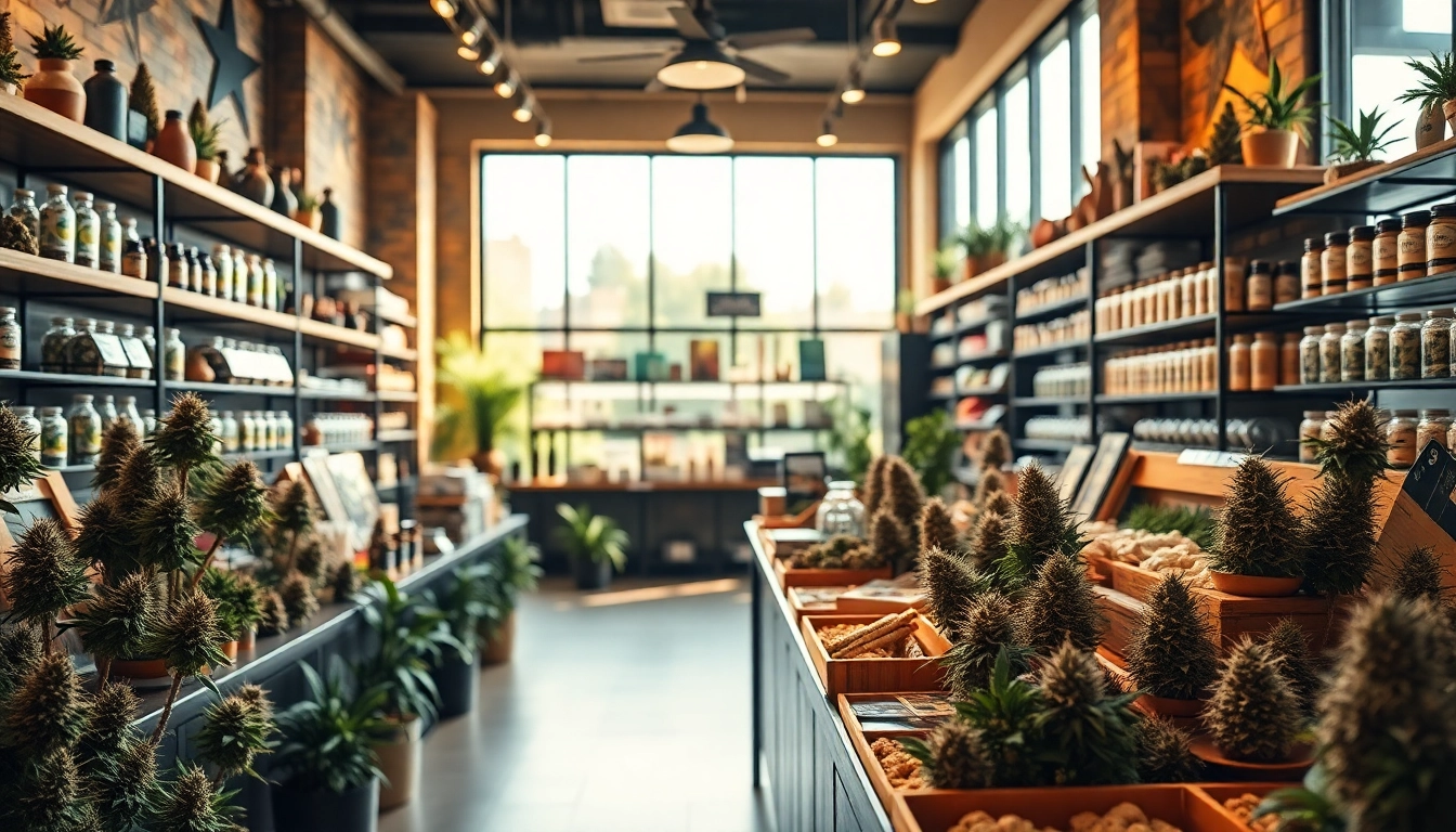 Explore our Weed Store with a vibrant display of quality cannabis products and a welcoming atmosphere.