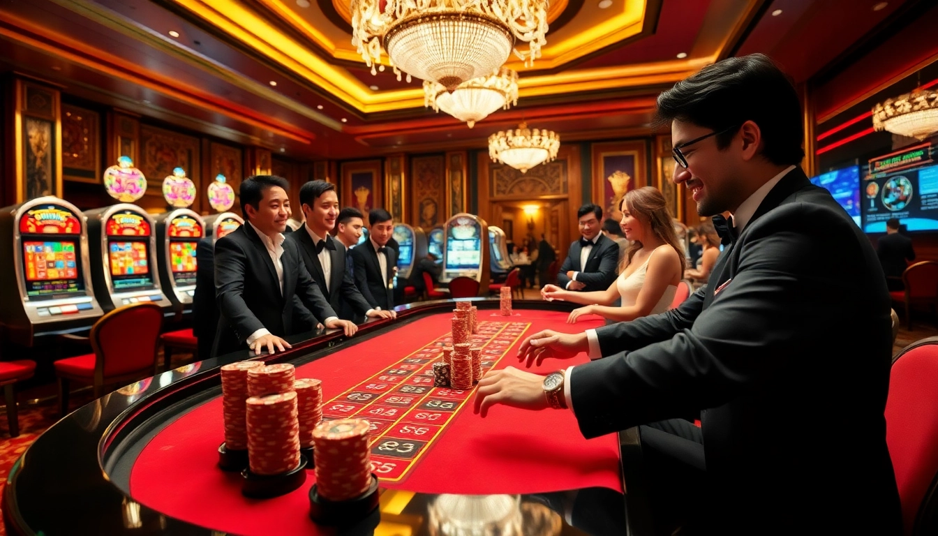 Players celebrating their wins at trang chủ 789win in a glamorous casino atmosphere.
