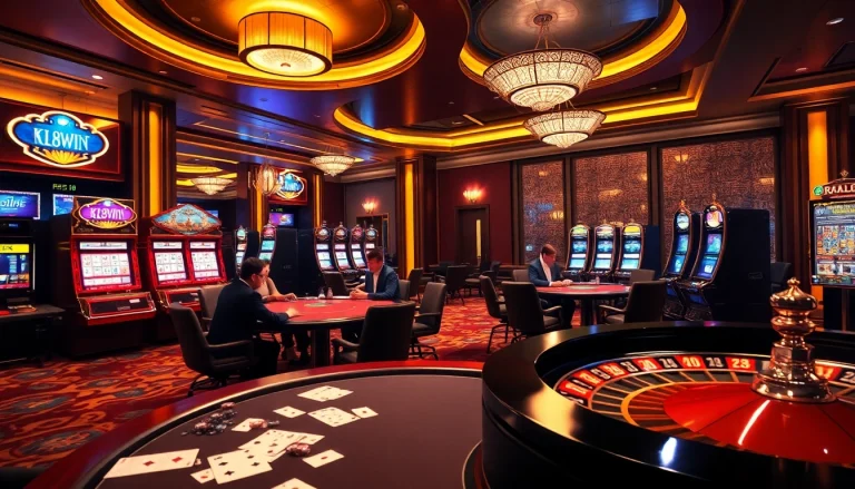 K88win online casino scene showcasing a luxurious poker table and engaging players with vibrant casino elements.