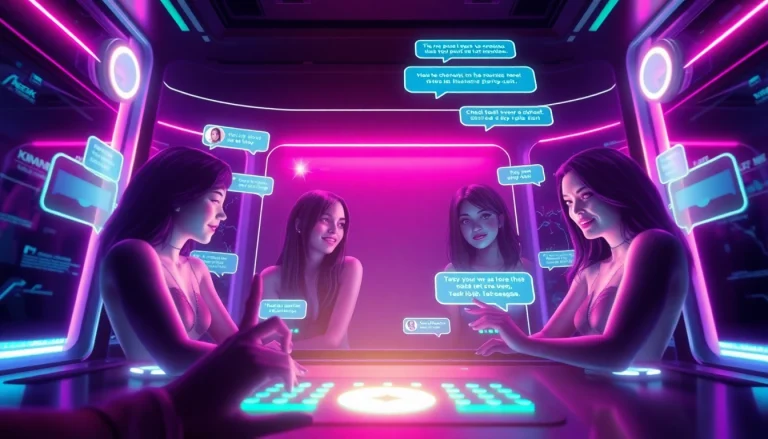 Immersive environment showcasing dynamic AI porn chat interactions with modern avatars and interactive elements.