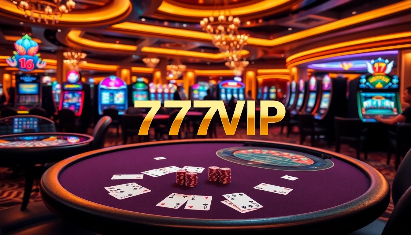 Experience thrilling gameplay at 777VIP with vibrant slot machines and engaging poker tables.