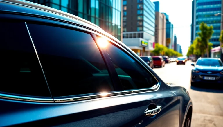 Experience the best window tint Chattanooga TN with a professional-grade car showcasing sleek designs and urban vibes.