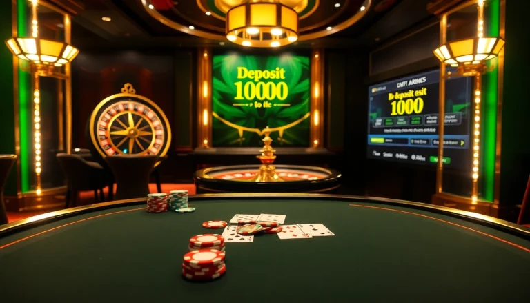Gamblers celebrate after a successful game, emphasizing a deposit 1000 promotion with vibrant casino visuals.