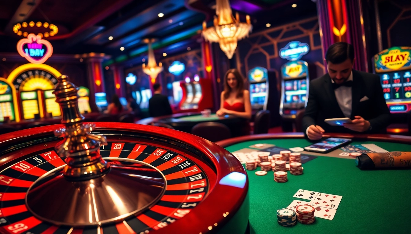 Experience the excitement of high-stakes gambling at 8day casino, featuring poker chips, cards, and roulette.