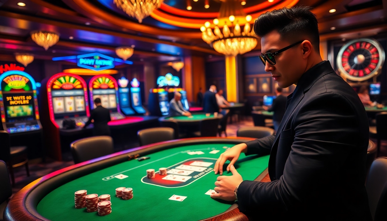 Experience the thrill of gambling at Bayvip with vibrant poker games and engaging casino elements.